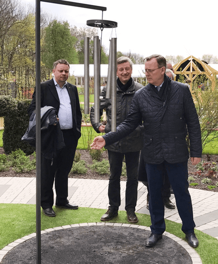 Ministerpräsident Bodo Ramelow und Gärtnerpräsident Ulrich Haage zur Eröffnung im Musikgarten auf der Landesgartenschau in Apolda 2017