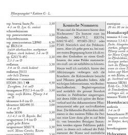 Gedanken über Feldnummern aus dem Kakteen-Haage Katalog Frühjahr 09
